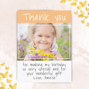 Modern Yellow Girl Photo Birthday Thank you Postcard