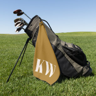 Modern Yellow Gold Monogram Initials Personalised Golf Towel