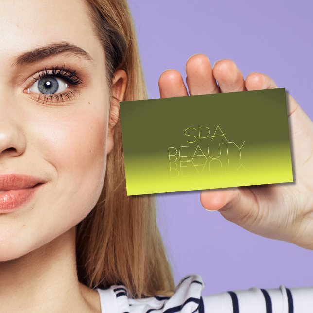 Modern Yellow Gradient Chic Mirror Letters Stylish Business Card (Creator Uploaded)