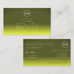 Modern Yellow Gradient Mirror Letters with Logo Business Card