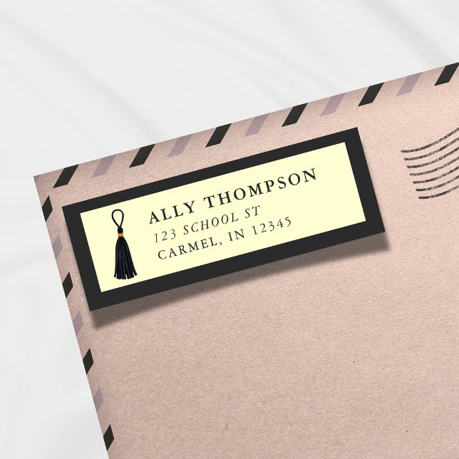 Modern Yellow Graduation Cap Tassel  (Modern Yellow Graduation Cap Tassel Label)