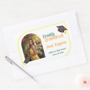 Modern Yellow graduation Photo Rectangular Sticker