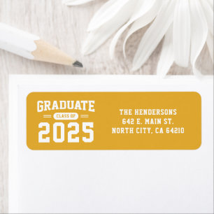 Modern Yellow Graduation Return Address Label