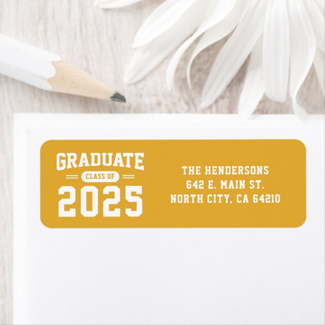 Modern Yellow Graduation Return Address Label (Insitu)