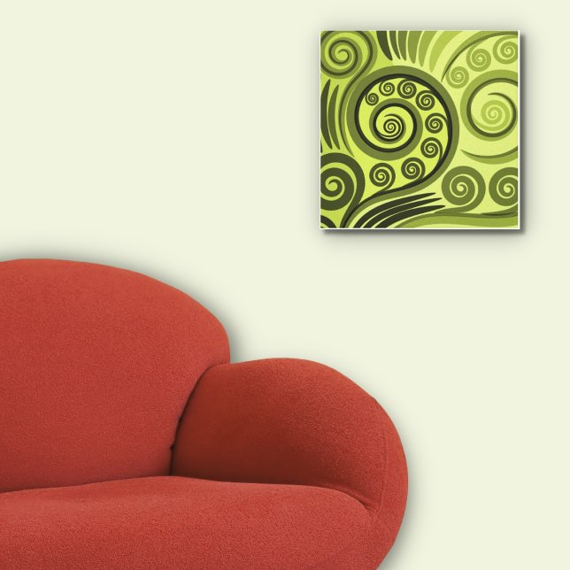 Modern Yellow-Green Fern Leaf Curl Canvas Print (Modern Yellow-Green Fern Leaf Curl Canvas Print, Living Room and Home)