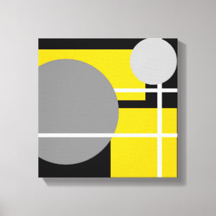 Modern Yellow Grey Black White Canvas Print