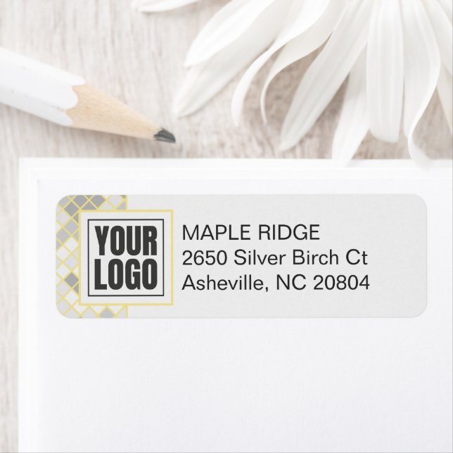 Modern Yellow & Grey Geometric Address Label (Insitu)