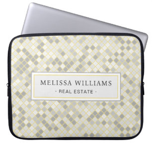 Modern Yellow & Grey Geometric Business Laptop Sleeve