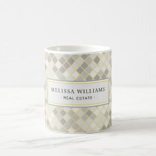 Modern Yellow & Grey Geometric Business Logo Coffee Mug