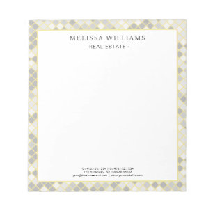 Modern Yellow & Grey Geometric Business Logo Notepad