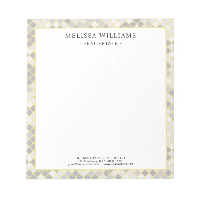 Modern Yellow & Grey Geometric Business Logo Notepad (Front)