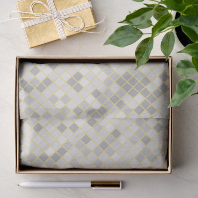 Modern Yellow & Grey Geometric Pattern Tissue  Paper (Gift)