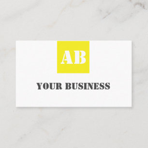 Modern yellow grey Monogram Construction Electric Business Card