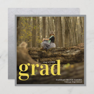 Modern Yellow & Grey   Simple Graduation Photo
