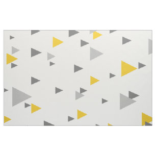 Modern Yellow & Grey triangles Geometric Pattern Fabric
