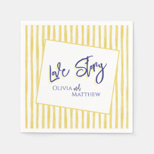 Modern Yellow Hand Written Pinstripe Italy Wedding Napkin
