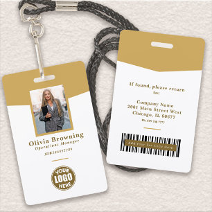 Modern Yellow ID Photo Logo & Barcode Professional Badge