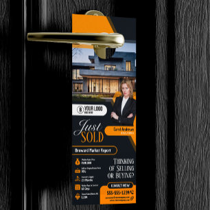 Modern Yellow Just Sold Real Estate Agent Realtor  Door Hanger