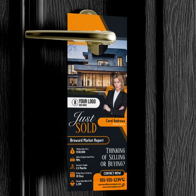 Modern Yellow Just Sold Real Estate Agent Realtor  Door Hanger (Creator Uploaded)