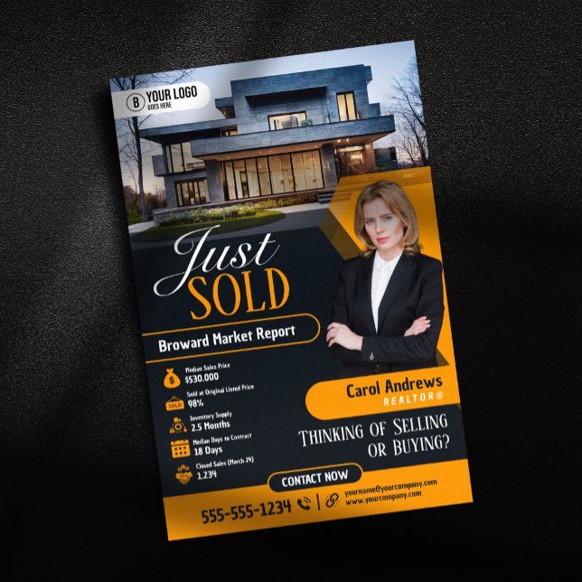 Modern Yellow Just Sold Real Estate Agent Realtor  Flyer (Creator Uploaded)