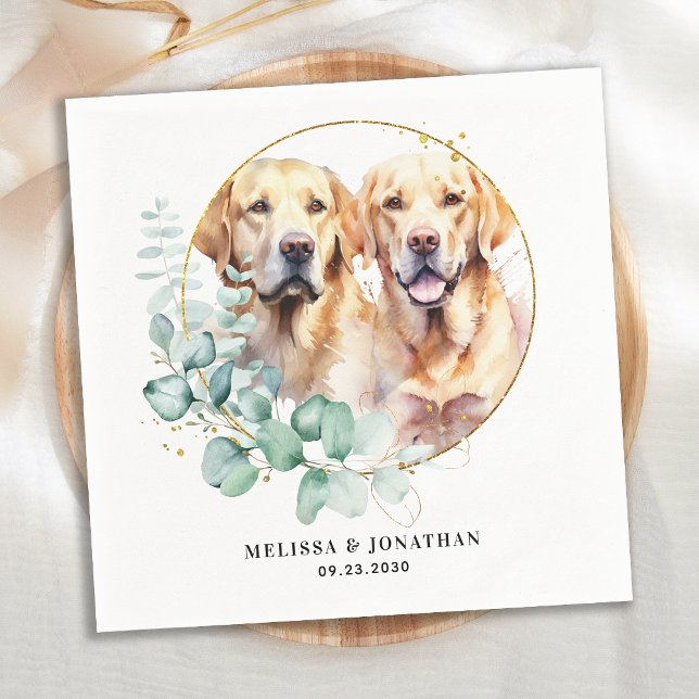Modern Yellow Labrador Retriever Pet Dog Wedding Napkin (Creator Uploaded)