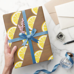 Modern Yellow Lemon Slices Pattern  Wrapping Paper