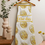 Modern Yellow Lemons Pattern & Squeeze The Day Apron<br><div class="desc">Modern Yellow Lemons Pattern & Squeeze The Day</div>