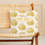 Modern Yellow Lemons Pattern & Squeeze The Day  Cushion<br><div class="desc">Modern Yellow Lemons Pattern & Squeeze The Day</div>