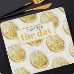 Modern Yellow Lemons Pattern & Squeeze The Day Cutting Board<br><div class="desc">Modern Yellow Lemons Pattern & Squeeze The Day</div>