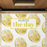 Modern Yellow Lemons Pattern & Squeeze The Day Doormat<br><div class="desc">Modern Yellow Lemons Pattern & Squeeze The Day</div>