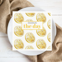 Modern Yellow Lemons Pattern & Squeeze The Day