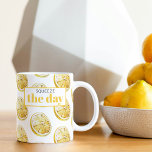 Modern Yellow Lemons Pattern & Squeeze The Day Two-Tone Coffee Mug<br><div class="desc">Modern Yellow Lemons Pattern & Squeeze The Day</div>