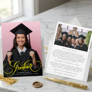 Modern Yellow Lettering Graduation Photo Graduate Announcement