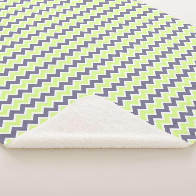 Modern Yellow Lime Dark Grey Chevron Sherpa Blanket (3/4)