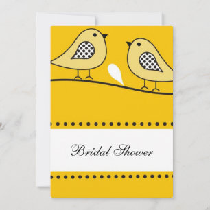 Modern Yellow Love Birds Bridal Shower   Invitation