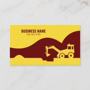 Modern Yellow & Maroon Tractor Silhouette Building Business Card