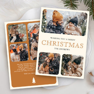 Modern Yellow Minimal 6 Photo Collage Christmas Holiday Card