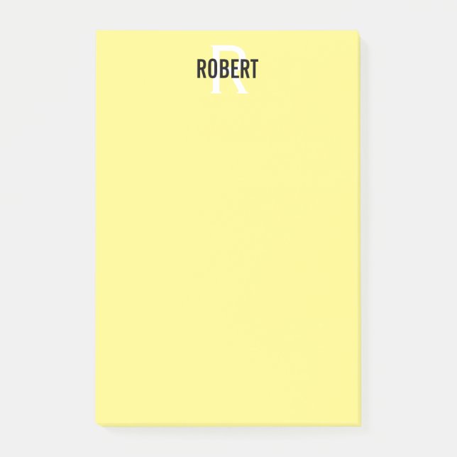 Modern yellow monogram name  post-it notes (Front)
