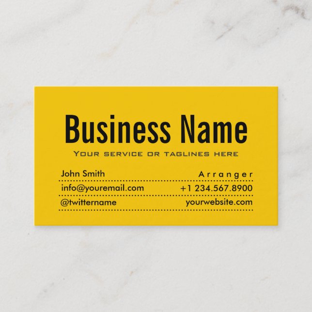 Modern Yellow Music Arranger Business Card (Front)