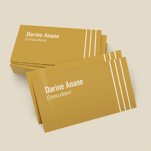 Modern Yellow Mustard Stripes simple Typography  Business Card