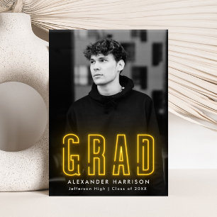 Modern Yellow Neon Vertical Photo Graduation Announcement
