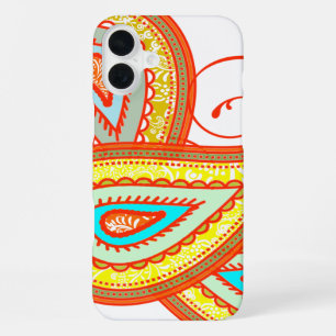 Modern Yellow Orange Aqua Mint Paisley Gifts iPhone 16 Plus Case