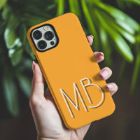 Modern Yellow Orange Monogram Initial Contemporary