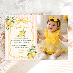 Modern Yellow Our Main Squeeze Birthday Photo Thank You Card