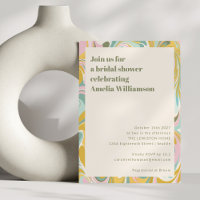 Modern Yellow Pastel Abstract Swirl Bridal Shower