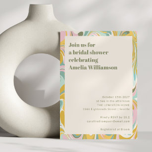 Modern Yellow Pastel Abstract Swirl Bridal Shower Invitation