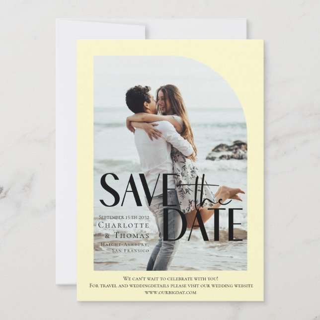 Modern, Yellow Photo-Save the Date Invitation (Front)