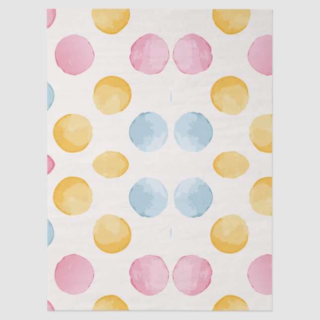 Modern Yellow, Pink & Blue Circle Pattern Tissue Paper (Front)