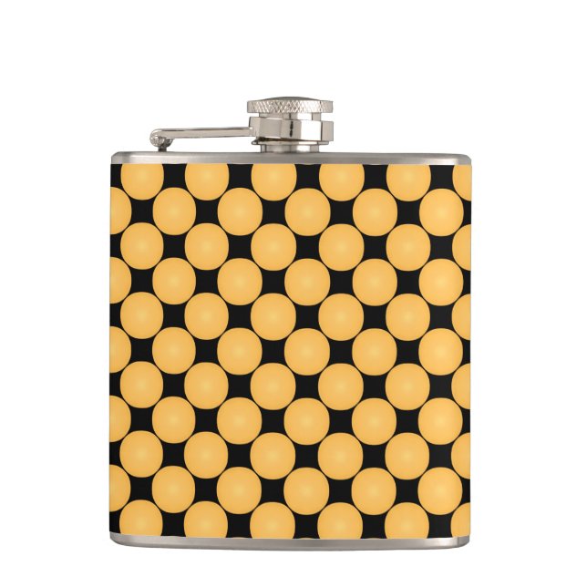 Modern Yellow Polka Dot Hip Flask (Front)