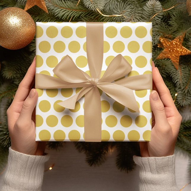 Modern Yellow Polka Dots Christmas Wrapping Paper (Creator Uploaded)